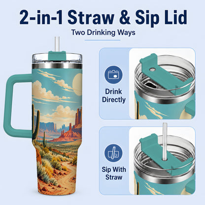 #pl[40oz|Green] Desert Cactus 40oz Tumbler, Drinkware for Desert Lovers