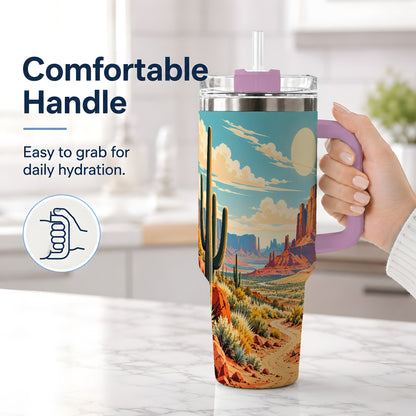 #pl[40oz|Pink] Desert Cactus 40oz Tumbler, Drinkware for Desert Lovers