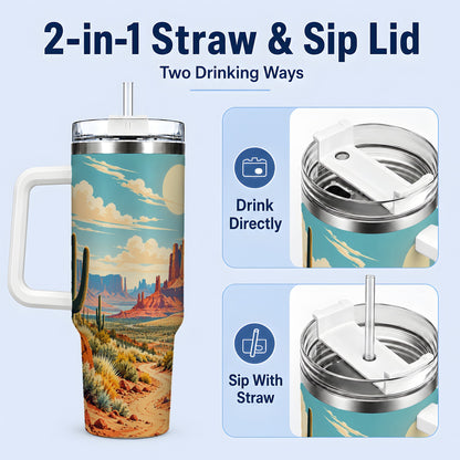 #pl[40oz|White] Desert Cactus 40oz Tumbler, Drinkware for Desert Lovers