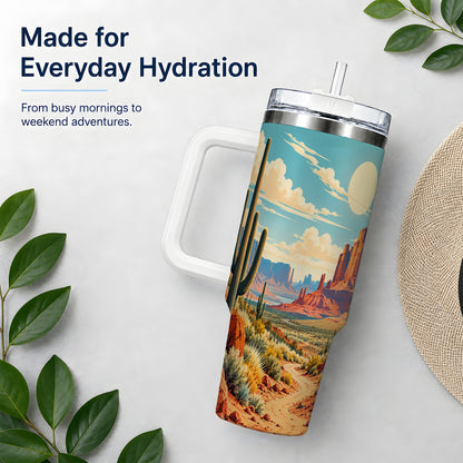Desert Cactus 40oz Tumbler, Drinkware for Desert Lovers