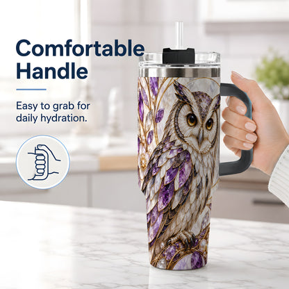 #pl[40oz|Black] Purple Owl 40oz Tumbler, Drinkware for Owl Lovers