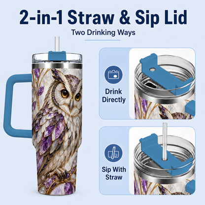 #pl[40oz|Blue] Purple Owl 40oz Tumbler, Drinkware for Owl Lovers