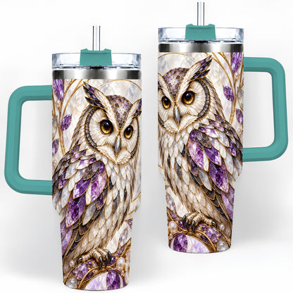 #pl[40oz|Green] Purple Owl 40oz Tumbler, Drinkware for Owl Lovers