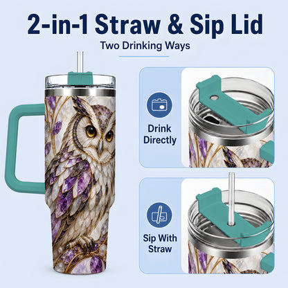 #pl[40oz|Green] Purple Owl 40oz Tumbler, Drinkware for Owl Lovers