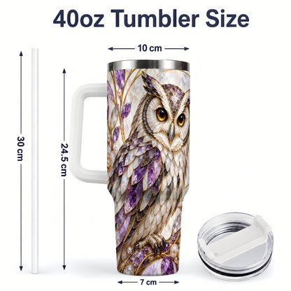 #pl[40oz|White] Purple Owl 40oz Tumbler, Drinkware for Owl Lovers