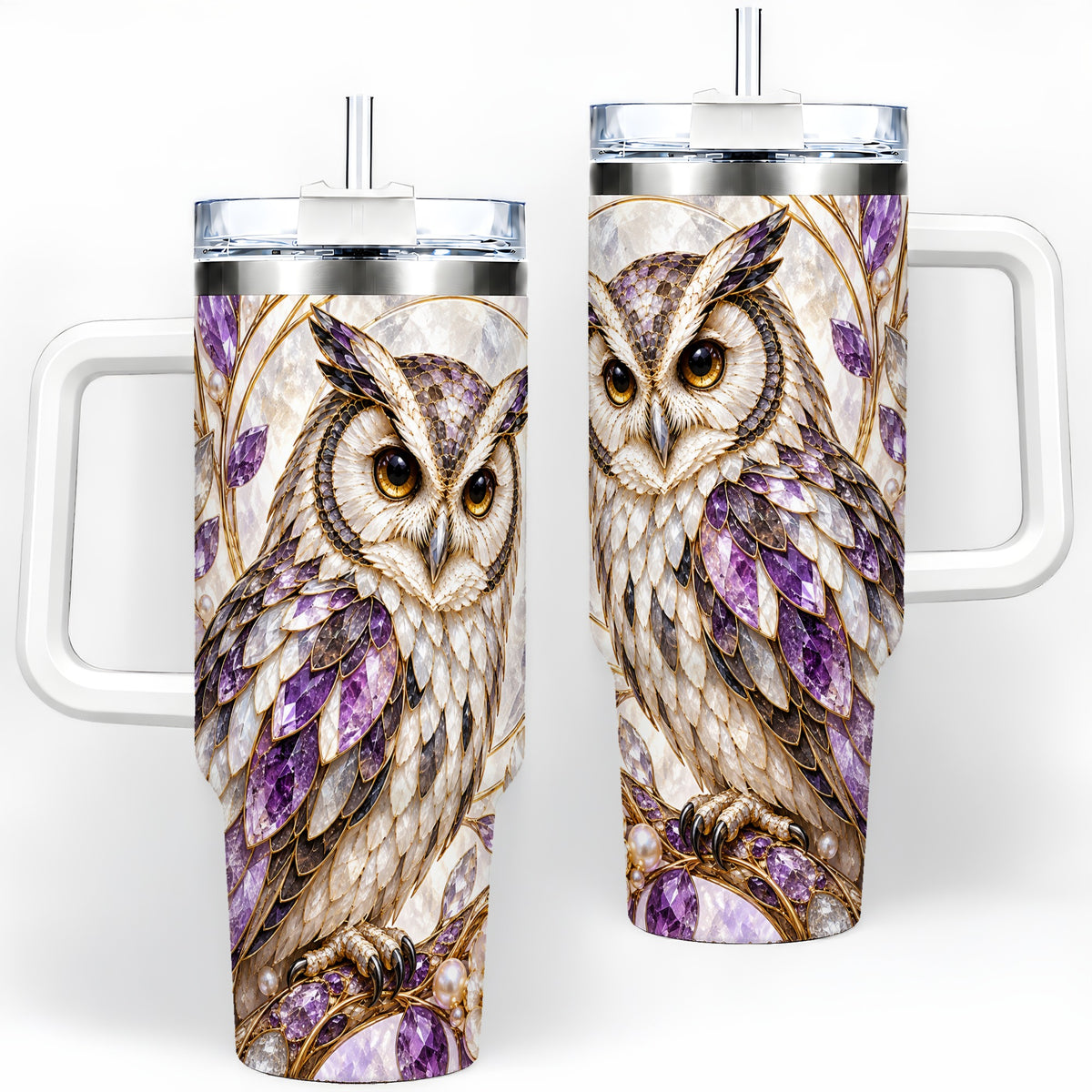 Purple Owl 40oz Tumbler, Drinkware for Owl Lovers
