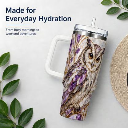 Purple Owl 40oz Tumbler, Drinkware for Owl Lovers