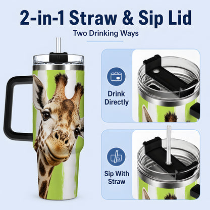 #pl[40oz|Black] Giraffe Portrait 40oz Tumbler, Drinkware for Giraffe Lovers