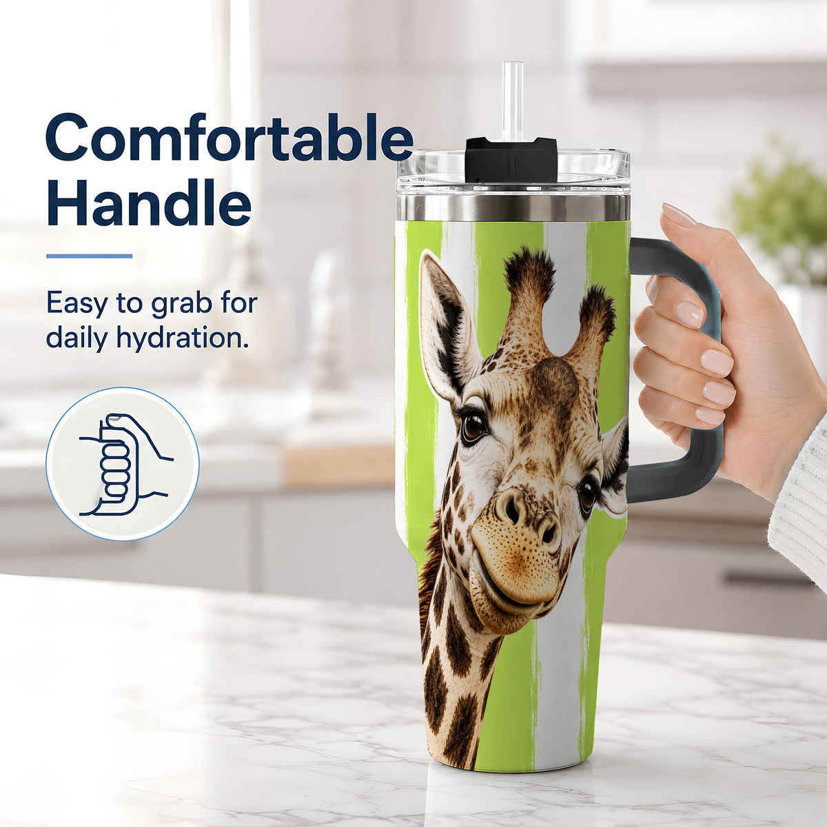 #pl[40oz|Black] Giraffe Portrait 40oz Tumbler, Drinkware for Giraffe Lovers