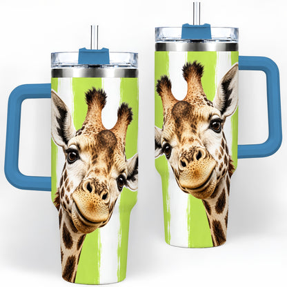 #pl[40oz|Blue] Giraffe Portrait 40oz Tumbler, Drinkware for Giraffe Lovers