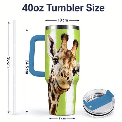 #pl[40oz|Blue] Giraffe Portrait 40oz Tumbler, Drinkware for Giraffe Lovers