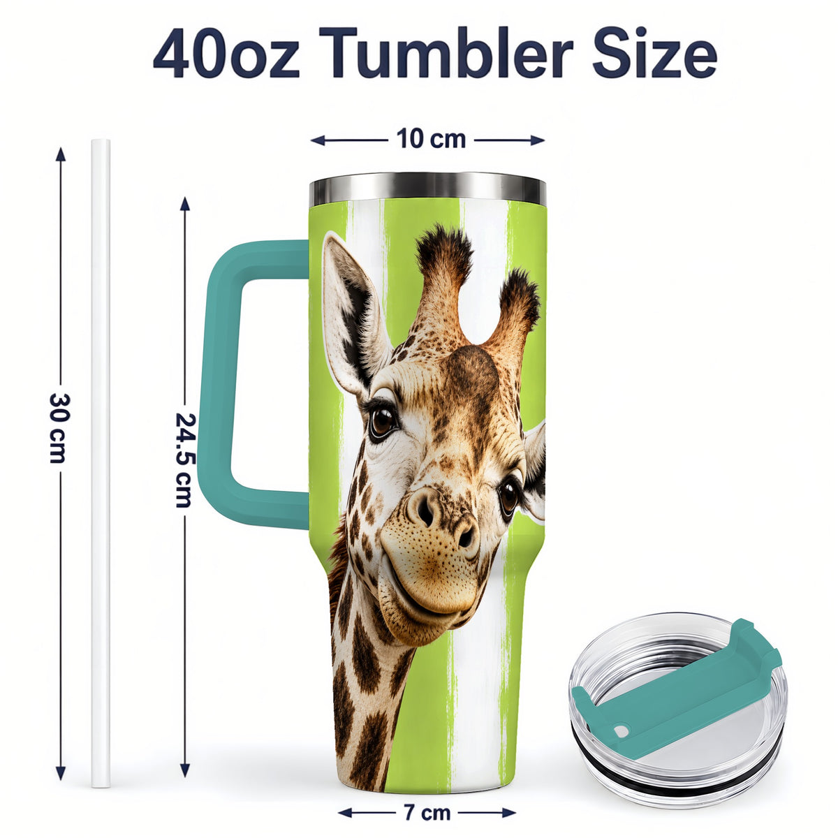 #pl[40oz|Green] Giraffe Portrait 40oz Tumbler, Drinkware for Giraffe Lovers