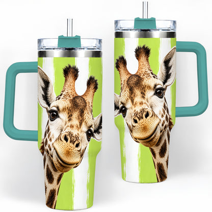 #pl[40oz|Green] Giraffe Portrait 40oz Tumbler, Drinkware for Giraffe Lovers