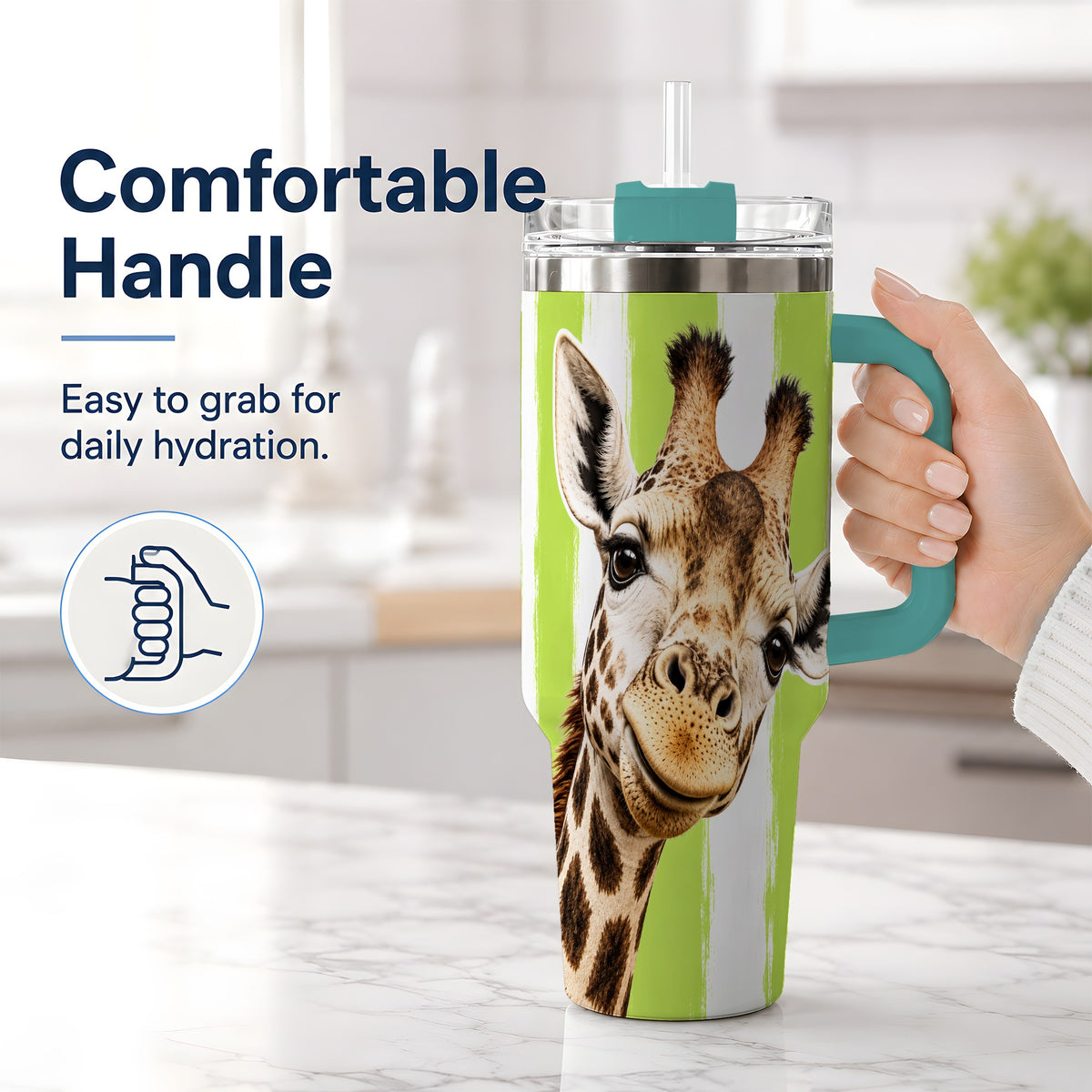 #pl[40oz|Green] Giraffe Portrait 40oz Tumbler, Drinkware for Giraffe Lovers