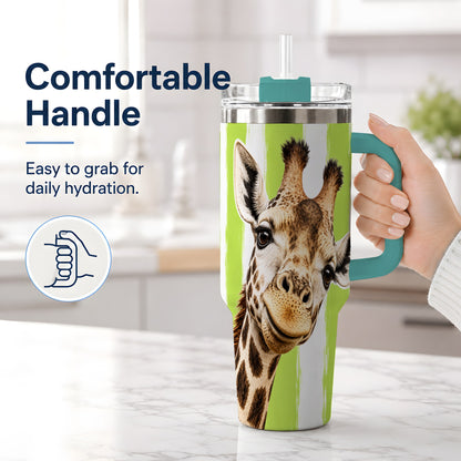 #pl[40oz|Green] Giraffe Portrait 40oz Tumbler, Drinkware for Giraffe Lovers