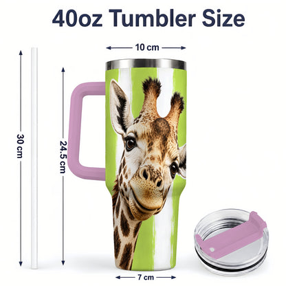 #pl[40oz|Pink] Giraffe Portrait 40oz Tumbler, Drinkware for Giraffe Lovers