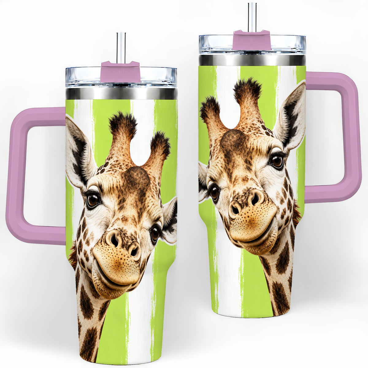 #pl[40oz|Pink] Giraffe Portrait 40oz Tumbler, Drinkware for Giraffe Lovers