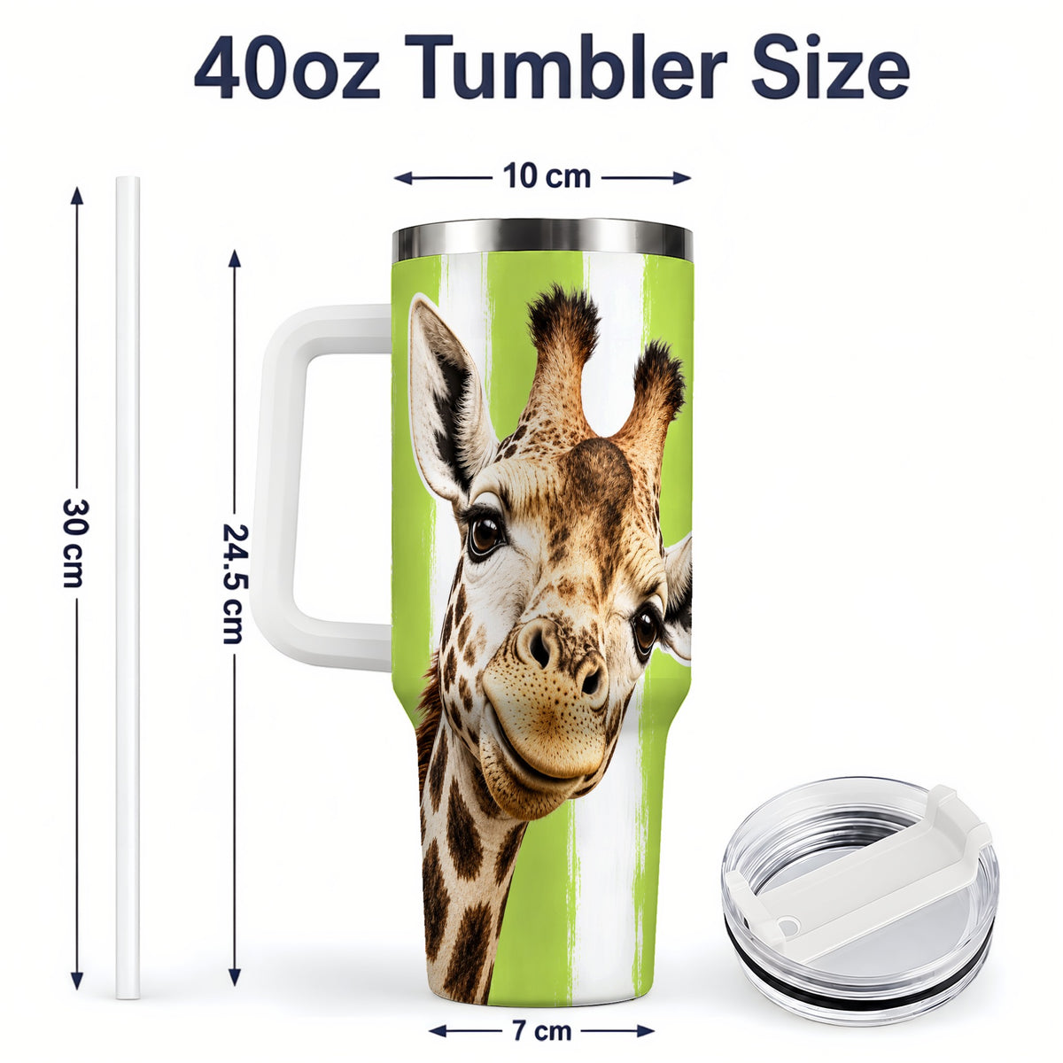#pl[40oz|White] Giraffe Portrait 40oz Tumbler, Drinkware for Giraffe Lovers