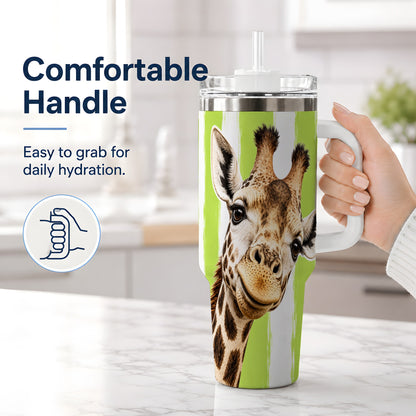 #pl[40oz|White] Giraffe Portrait 40oz Tumbler, Drinkware for Giraffe Lovers