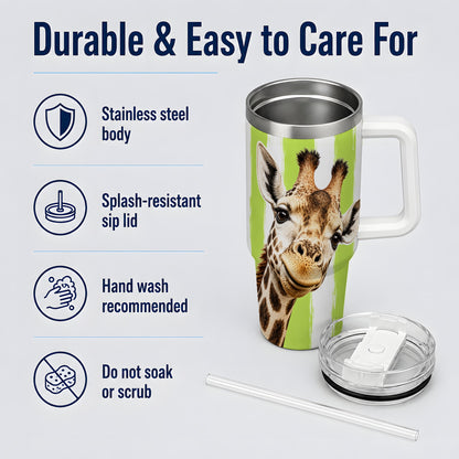 Giraffe Portrait 40oz Tumbler, Drinkware for Giraffe Lovers