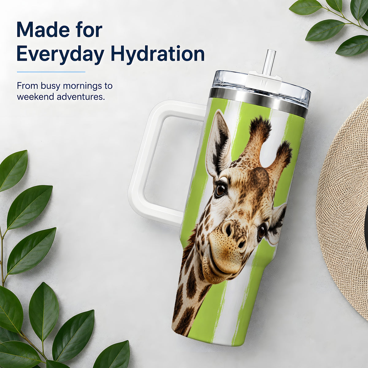 Giraffe Portrait 40oz Tumbler, Drinkware for Giraffe Lovers