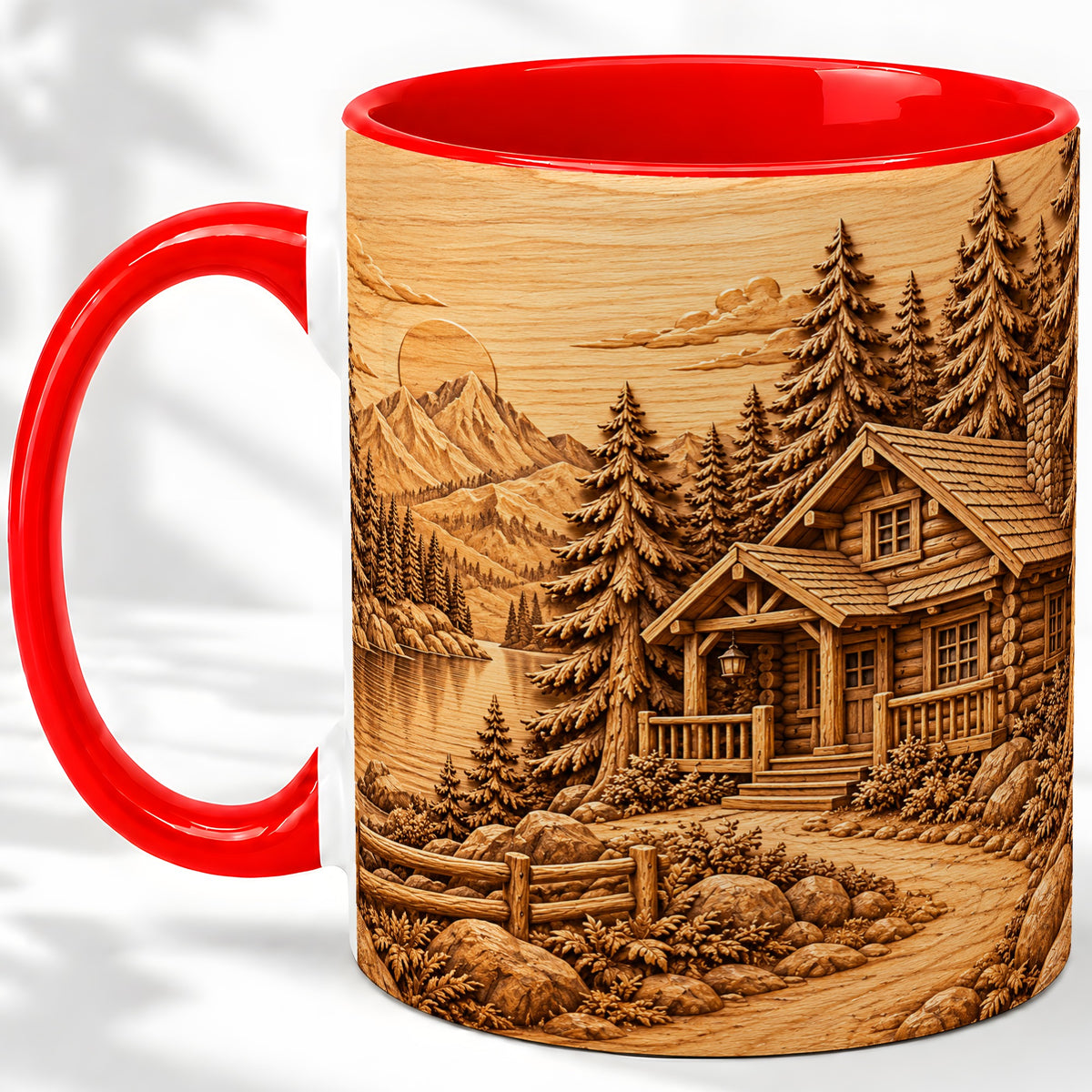 Rustic Cabin Accent Mug, Ceramic Drinkware for Mountain Lovers