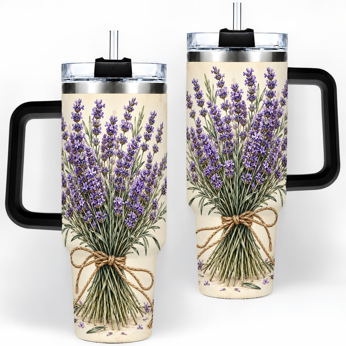 #pl[40oz|Black] Lavender Bouquet 40oz Tumbler, Drinkware for Lavender Lovers