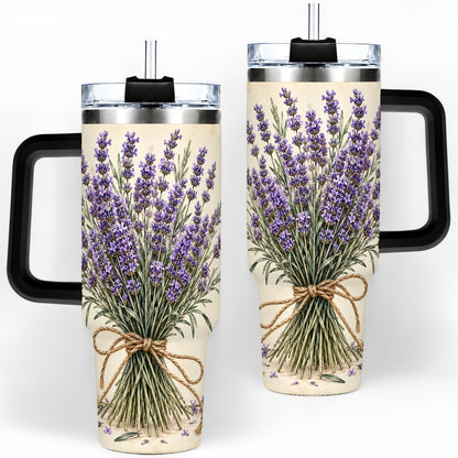 #pl[40oz|Black] Lavender Bouquet 40oz Tumbler, Drinkware for Lavender Lovers