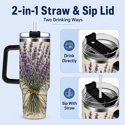 #pl[40oz|Black] Lavender Bouquet 40oz Tumbler, Drinkware for Lavender Lovers