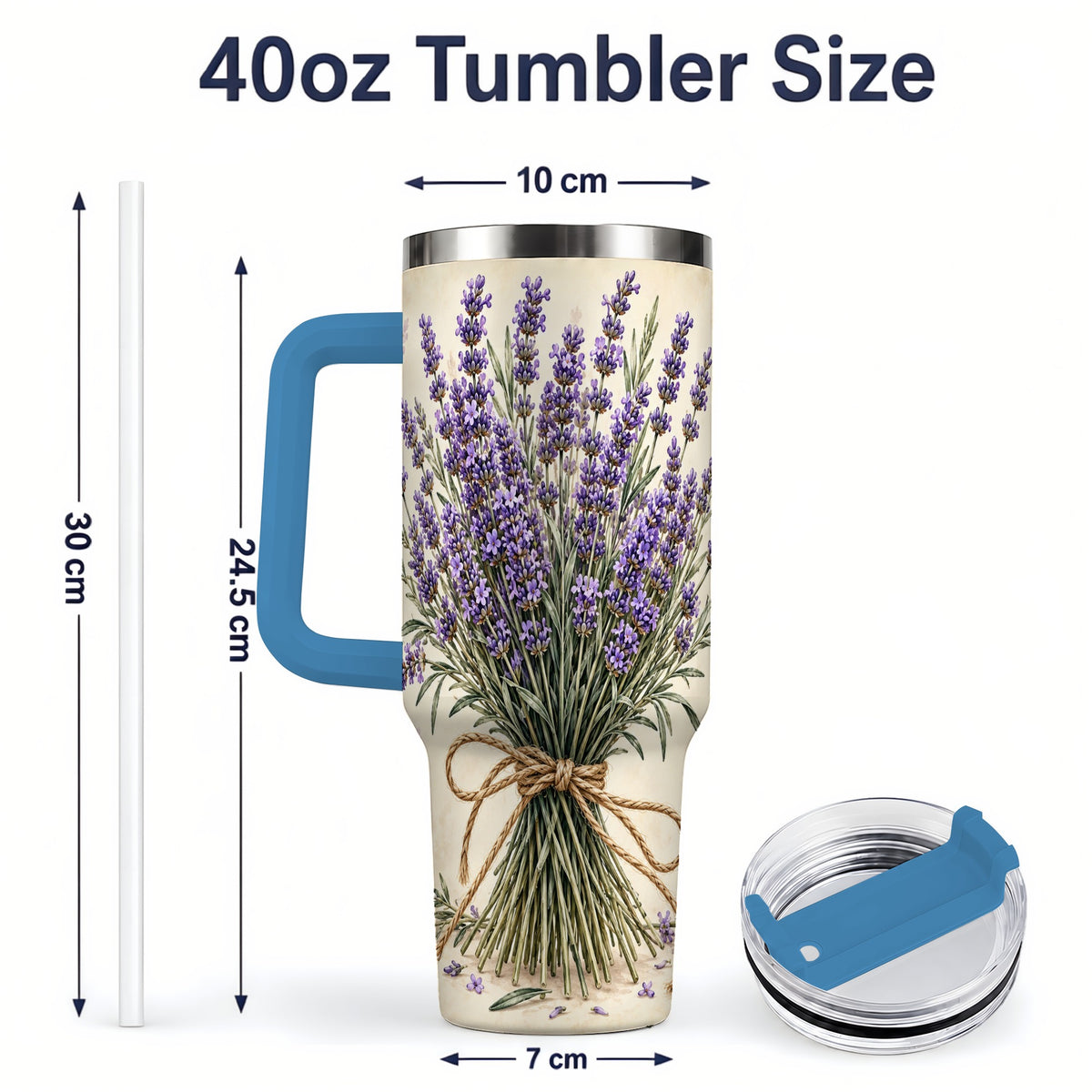 #pl[40oz|Blue] Lavender Bouquet 40oz Tumbler, Drinkware for Lavender Lovers