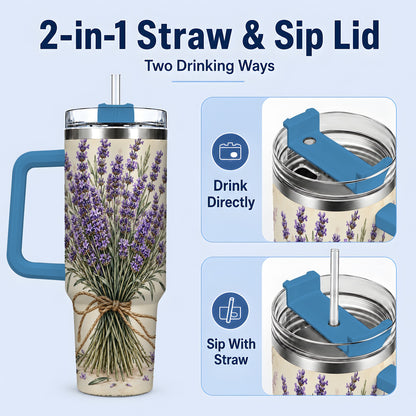#pl[40oz|Blue] Lavender Bouquet 40oz Tumbler, Drinkware for Lavender Lovers