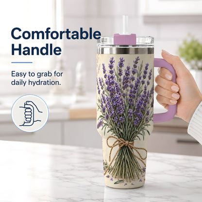 #pl[40oz|Pink] Lavender Bouquet 40oz Tumbler, Drinkware for Lavender Lovers