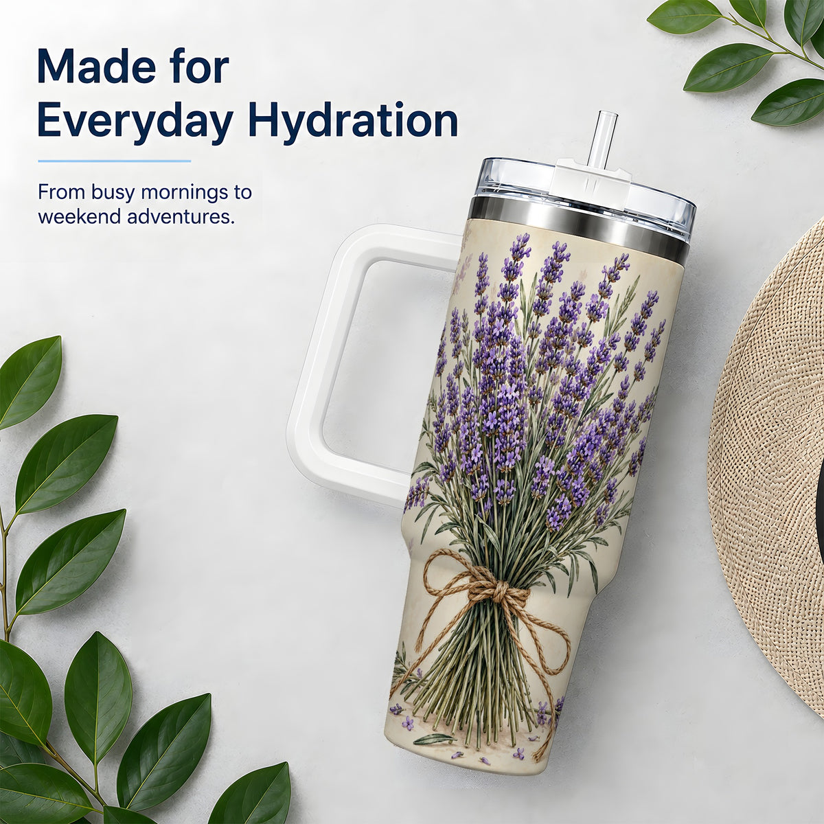 Lavender Bouquet 40oz Tumbler, Drinkware for Lavender Lovers