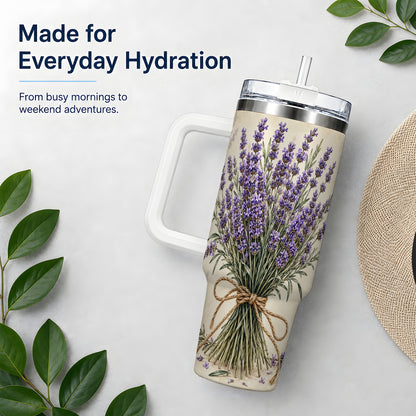 Lavender Bouquet 40oz Tumbler, Drinkware for Lavender Lovers