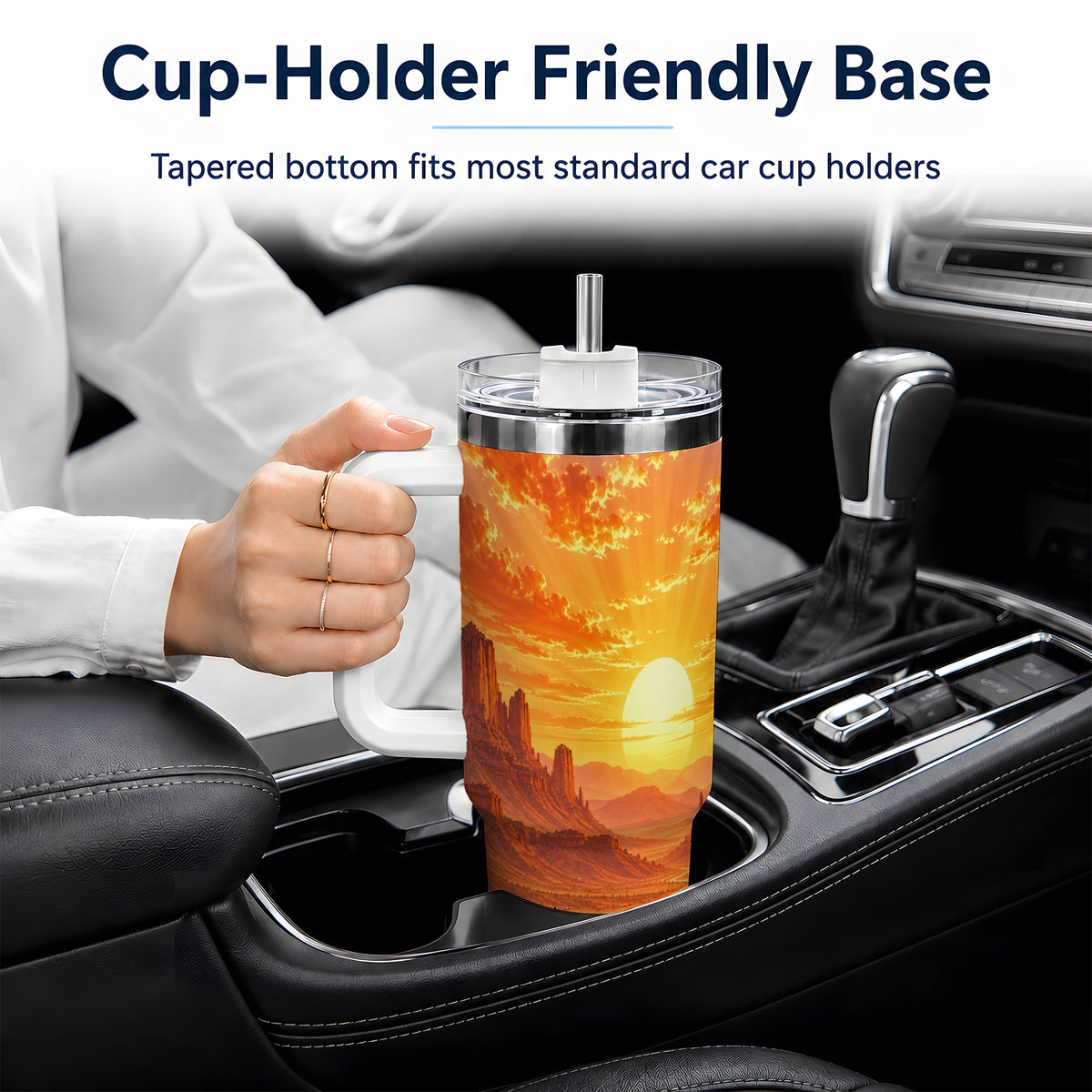 Desert Sunset Tumbler, 40oz Tumbler with Cactus Landscape Artwork