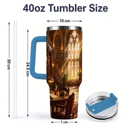 #pl[40oz|Blue] Gothic Library Tumbler, 40oz Tumbler with Vintage Book Interior Art