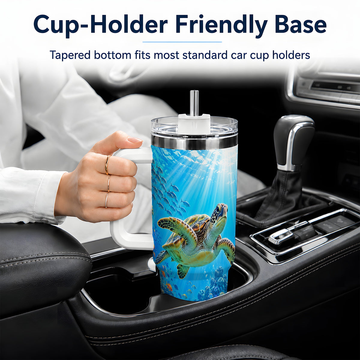 Sea Turtle Reef Tumbler, 40oz Tumbler with Colorful Coral Reef Art
