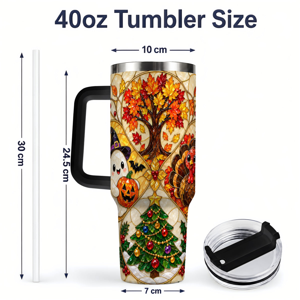 #pl[40oz|Black] Seasonal Holiday 40oz Tumbler, Festive Character Artwork