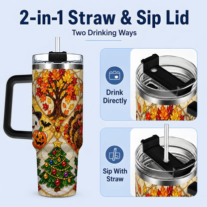 #pl[40oz|Black] Seasonal Holiday 40oz Tumbler, Festive Character Artwork