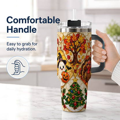 #pl[40oz|Black] Seasonal Holiday 40oz Tumbler, Festive Character Artwork