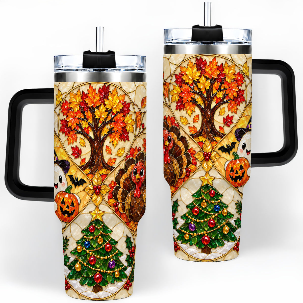 #pl[40oz|Black] Seasonal Holiday 40oz Tumbler, Festive Character Artwork