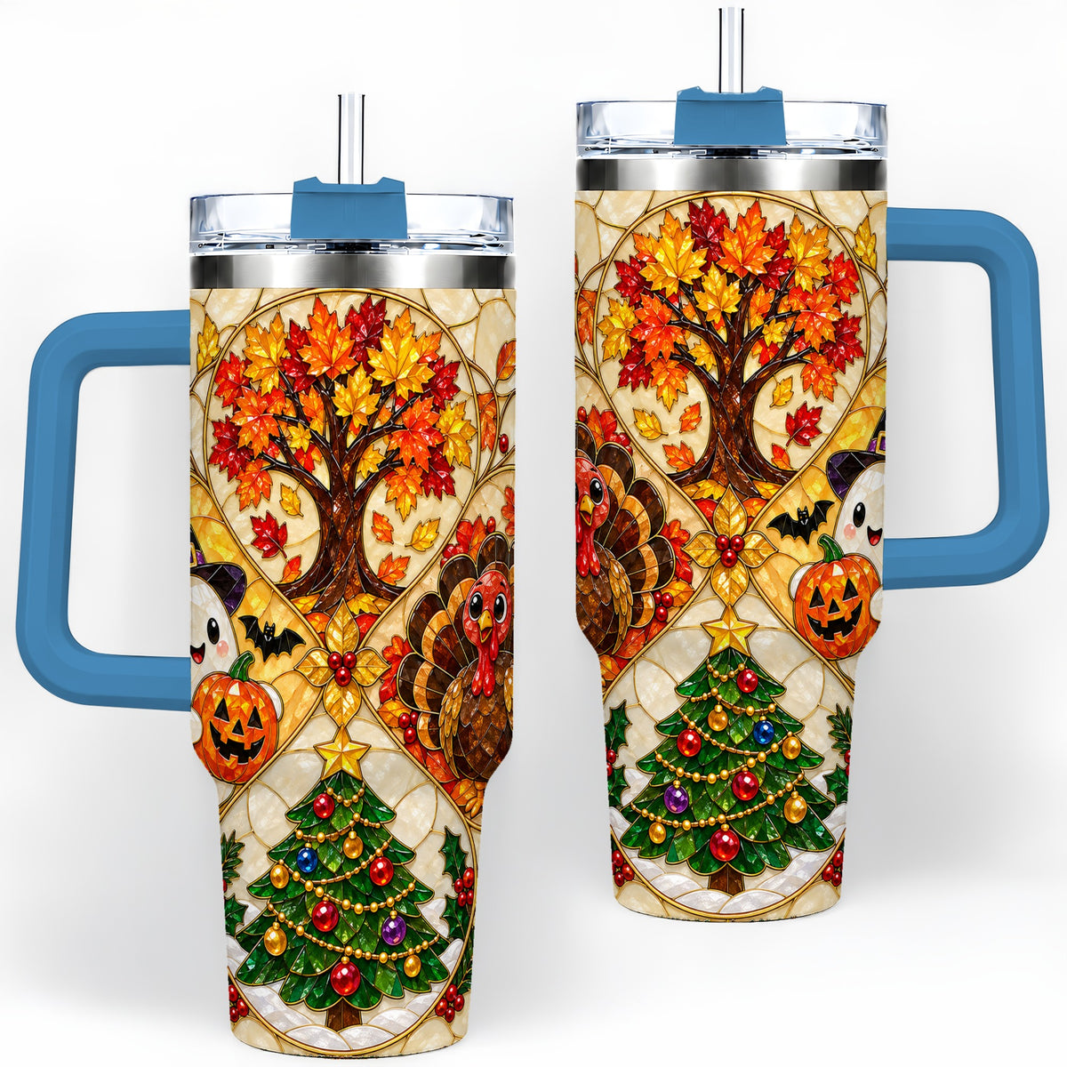 #pl[40oz|Blue] Seasonal Holiday 40oz Tumbler, Festive Character Artwork