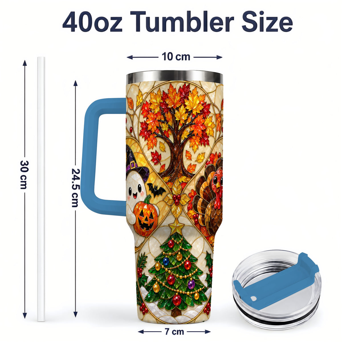#pl[40oz|Blue] Seasonal Holiday 40oz Tumbler, Festive Character Artwork