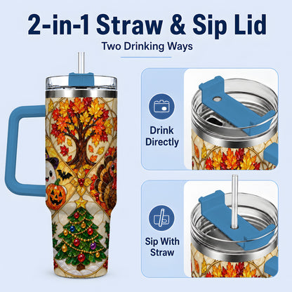 #pl[40oz|Blue] Seasonal Holiday 40oz Tumbler, Festive Character Artwork