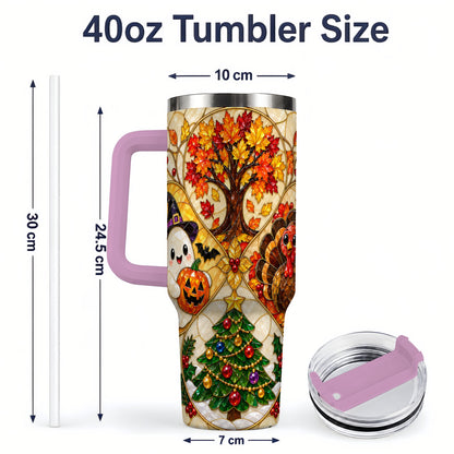 #pl[40oz|Pink] Seasonal Holiday 40oz Tumbler, Festive Character Artwork