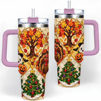 #pl[40oz|Pink] Seasonal Holiday 40oz Tumbler, Festive Character Artwork