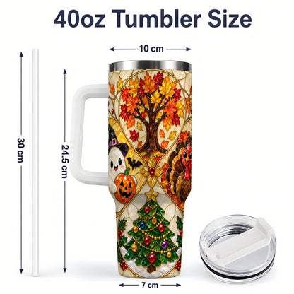#pl[40oz|White] Seasonal Holiday 40oz Tumbler, Festive Character Artwork