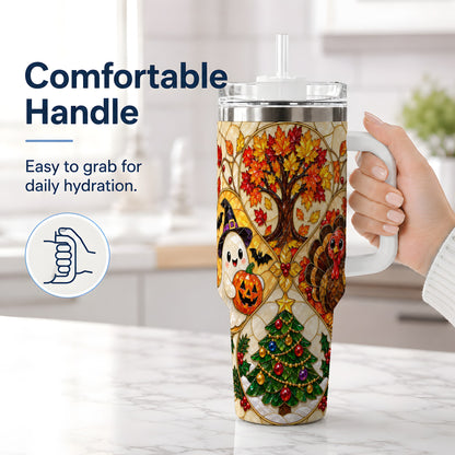 #pl[40oz|White] Seasonal Holiday 40oz Tumbler, Festive Character Artwork