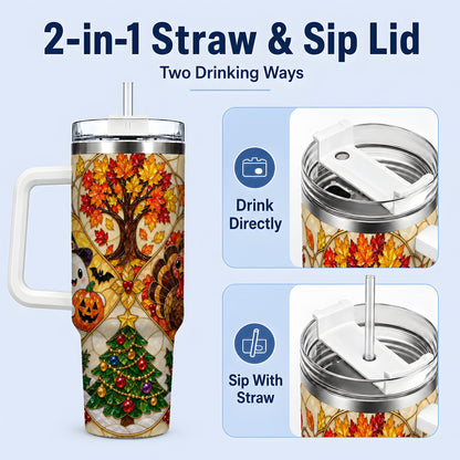 #pl[40oz|White] Seasonal Holiday 40oz Tumbler, Festive Character Artwork