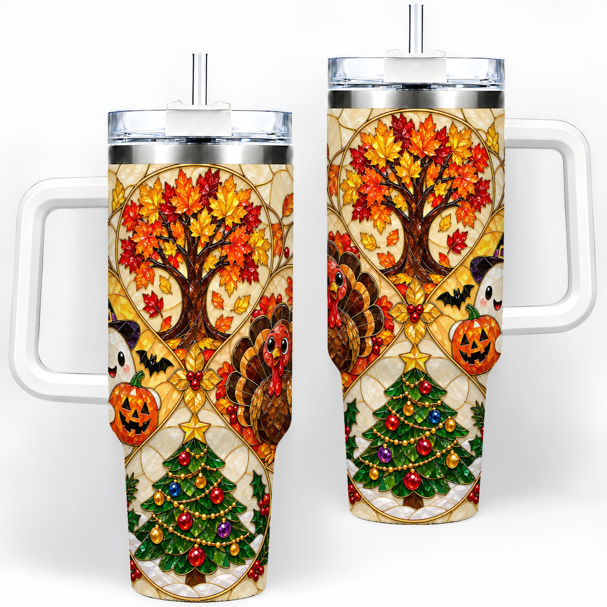 Seasonal Holiday 40oz Tumbler, Festive Character Artwork